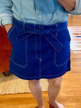 Royal Blue Pocketed Mini Skirt